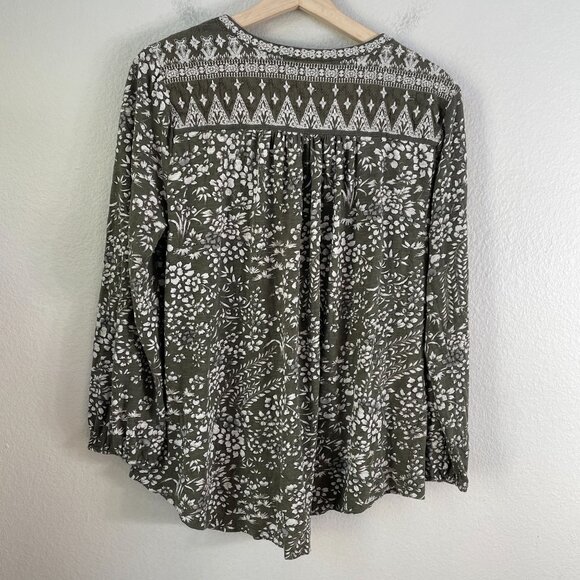 Lucky Brand Womens Plus 1X Floral Embroidered Blouse Boho Long Sleeve Shirt Top - Picture 9 of 10